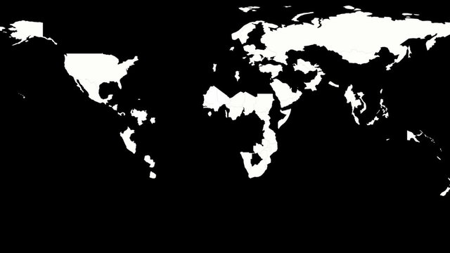 Political Map of the World, black and white