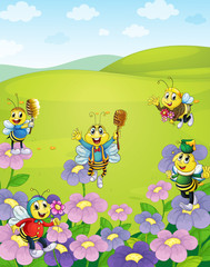 Naklejka premium honey bees in nature