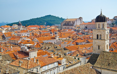 Obraz premium view on old center of Dubrovnik city and Church