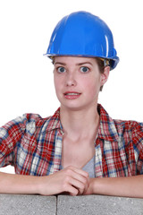 Surprised female mason