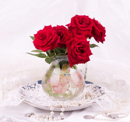 Beautiful red roses in vase