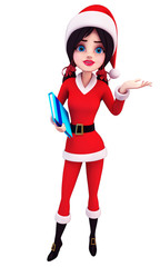 Standing santa girl with gift