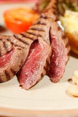 steak with grilled vegetables