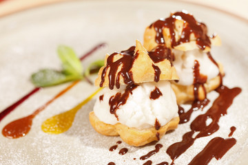 profiteroles with ice cream