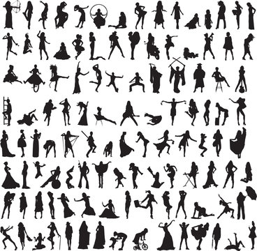 a variety of interesting silhouettes of women