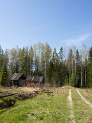 house in the village in summer