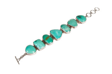 Wonderful female turquoise bracelet on a white background