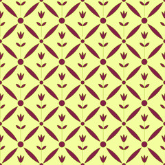 Floral and diamonds seamless ornamental pattern