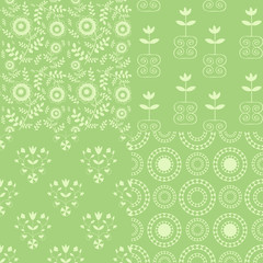 Pastel green seamless patterns collection