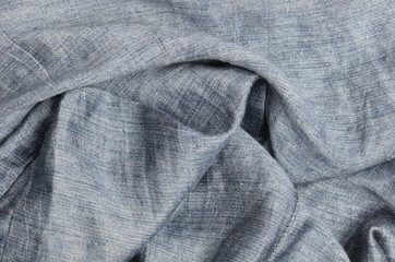 close up gray crumpled linen background