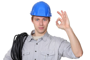 Electrician giving the ok sign