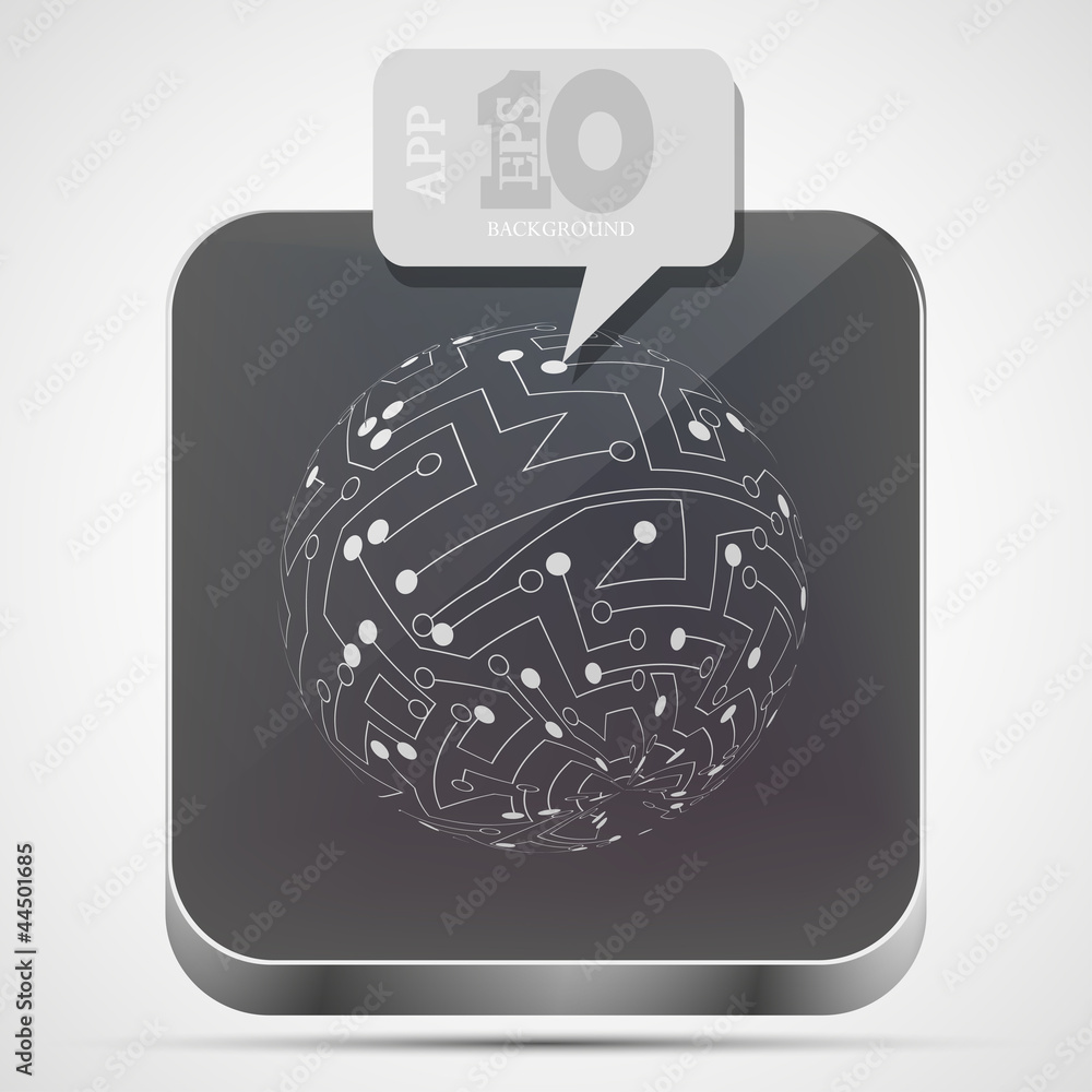 Poster vector circuit board app icon with gray bubble speech. eps 10