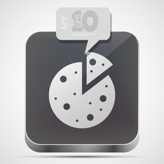 Vector pizza app icon with gray bubble speech. Eps 10