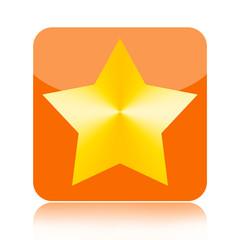 Golden star button isolated on white background