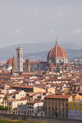 Fototapeta na wymiar Looking over the rooftops of Florence, Italy.