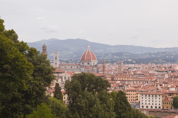 Obraz premium Looking over the rooftops of Florence, Italy.