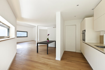 interior house, empty room with modern kitchen