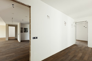 modern interior, empty apartment, wall white