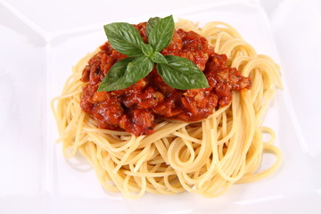 Spaghetti bolognese on a plate