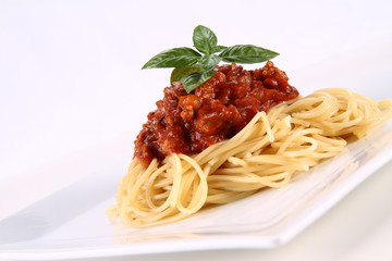 Spaghetti bolognese on a plate