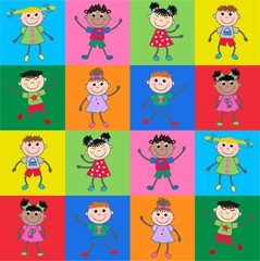 seamless pattern ethnic children