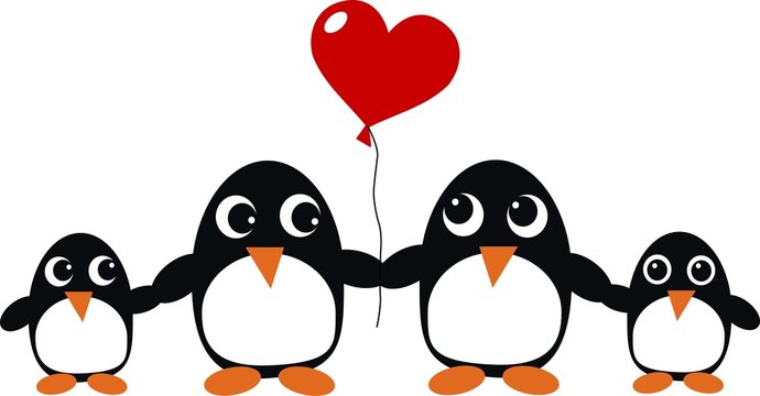 penguin family love