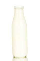 bottle of milk isolated on white background close-up