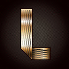 Naklejka premium Letter metal gold ribbon - L