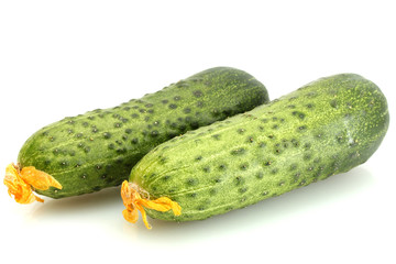 Fresh cucumbers isolated on white.