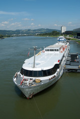 Pleasure craft at the river harbor in Linz, Upper Austria