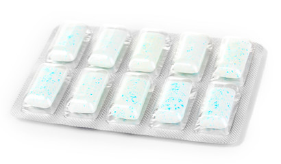 Chewing gum in in the package isolated on white