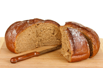 sliced bread on white background close-up