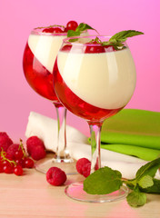 fruit jelly with berries in glasses
