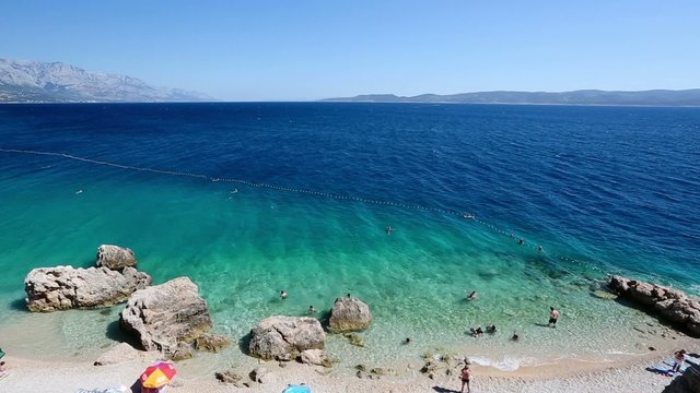Beautiful Beach and Adriatic Sea with Transparent Blue Water