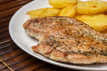fried chicken fillet with potato