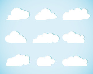 Set of paper clouds. Vector illustration.