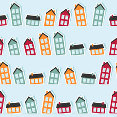 Paper town seamless pattern. Vector illustration.