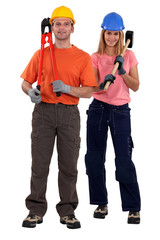 Man and woman with hammer