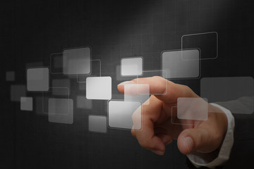 hand pushing on a touch screen