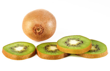 Fototapeta premium Kiwifruit slices on white