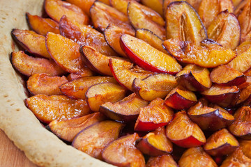 Homemade sweet plum tart cake