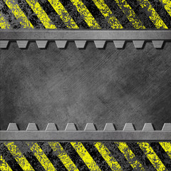 A Grunge Metal Background with Black and Yellow Stripes