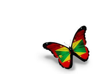 Obraz na płótnie Canvas Grenada flag butterfly, isolated on white background