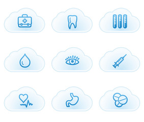 Medicine web icons set 1, cloud buttons