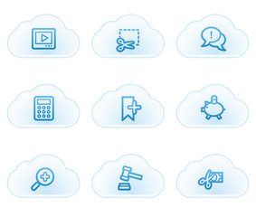 Shopping web icons set 3, cloud buttons