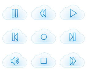 Walkman web icons, cloud buttons