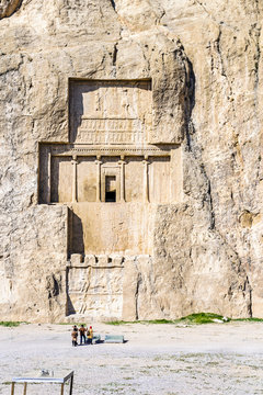 Grave of king Daeiros carved in rock near Persepolis