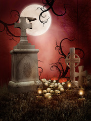 Upiorny cmentarz nocą