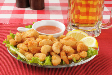 Popcorn shrimp with beer