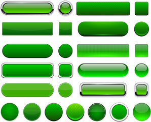 Green high-detailed modern web buttons. - obrazy, fototapety, plakaty